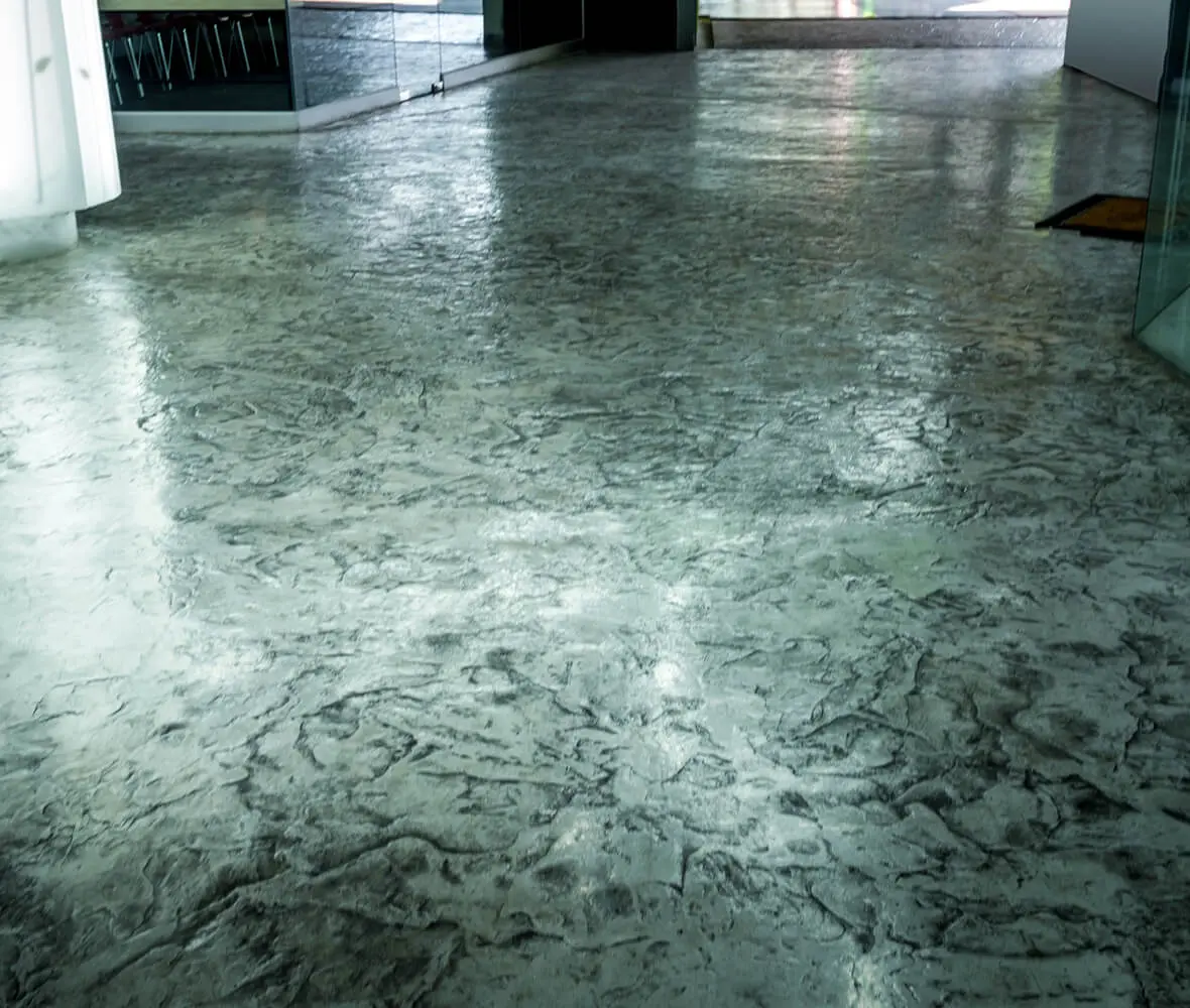 Polished concrete floor in modern interior.