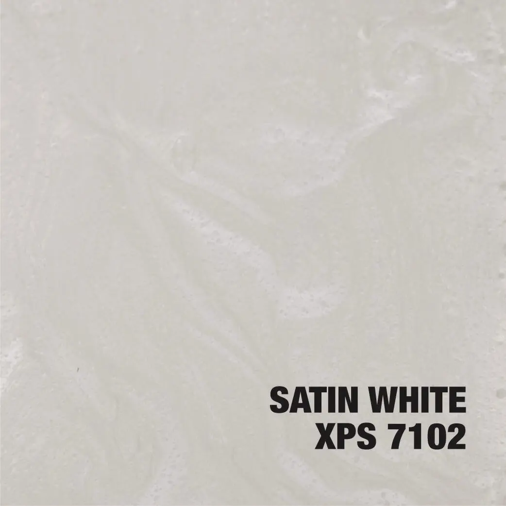 Satin white textured surface with text.