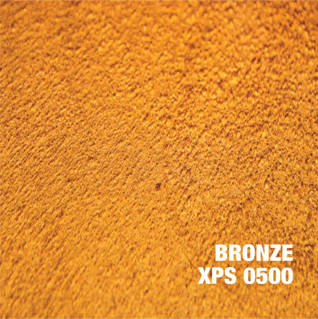 Bronze colored textured surface with label.