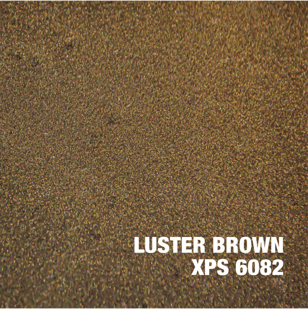 Brown textured surface with Luster Brown text.