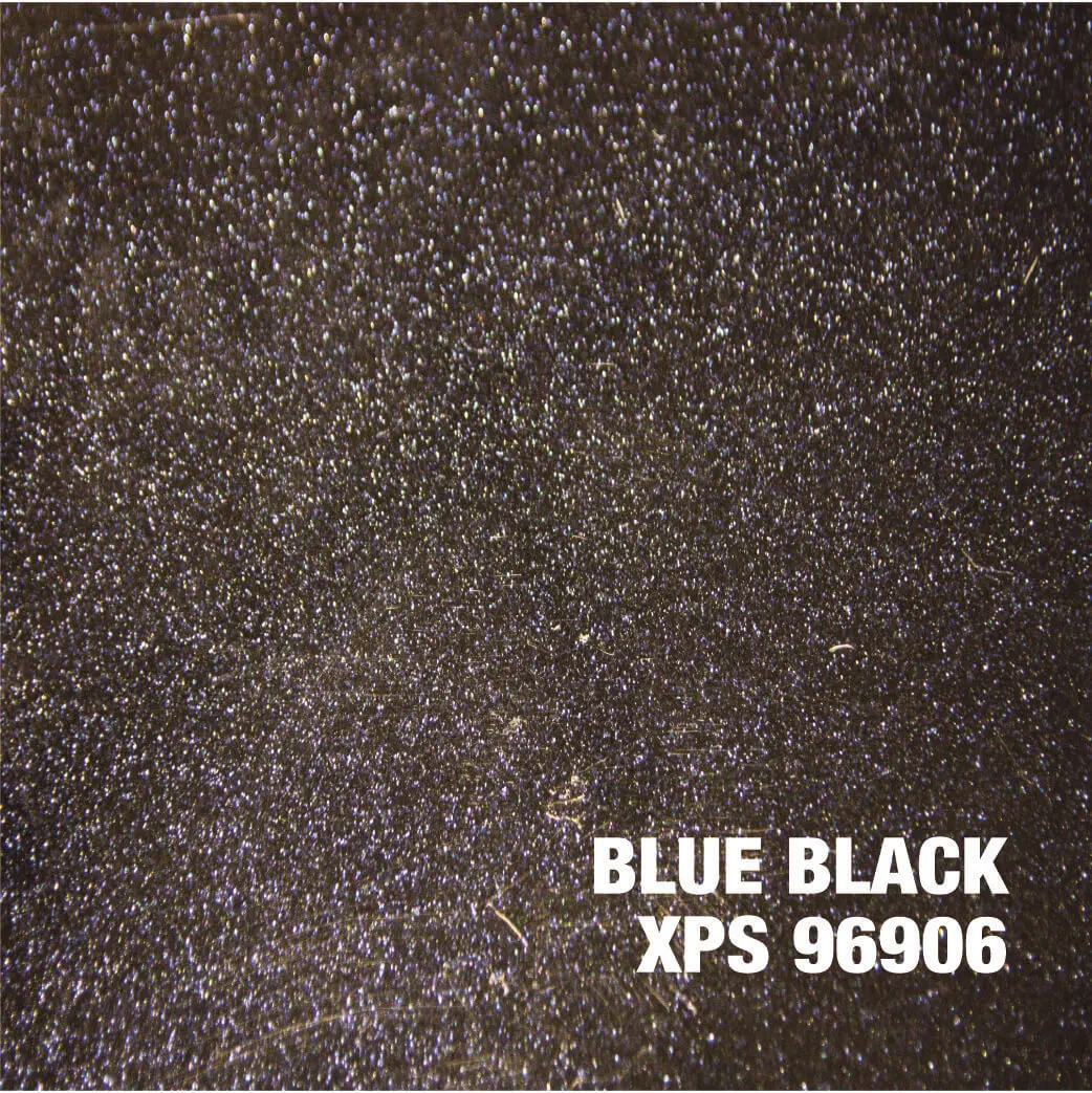 Blue black textured surface with label.