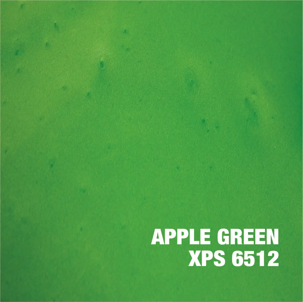 Apple green color sample with text.