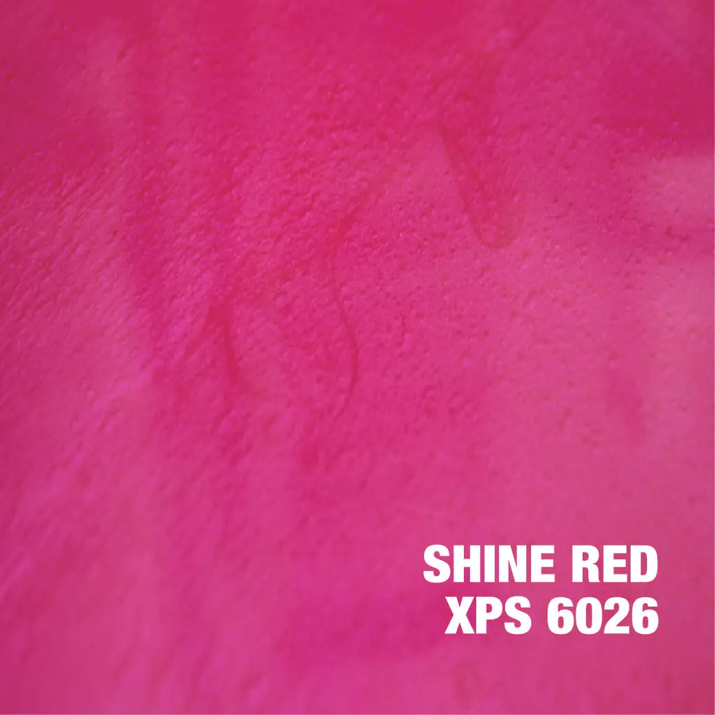 Red textured background with "Shine Red" text.