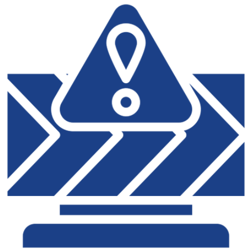 Warning sign with exclamation mark icon.
