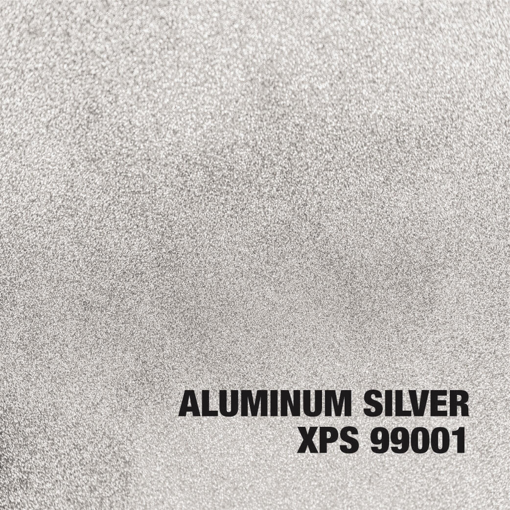 Aluminum silver texture with text.